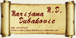 Marijana Dubaković vizit kartica
